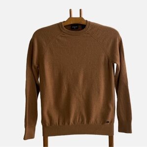 Strellson Luka Men's Crewneck Sweater Wool Blend Brown Caramel Medium‎ Academia